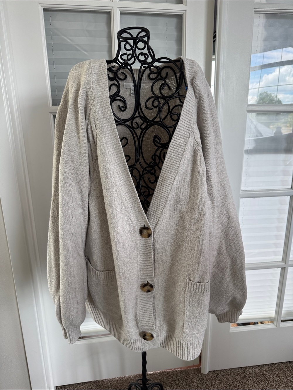 BP. Cream V-Neck Button Cardigan Sweater